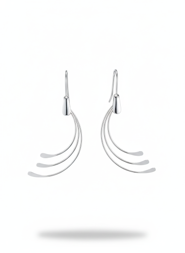 ALENCIA 925 Silver Sweeping Arch Drop Earrings
