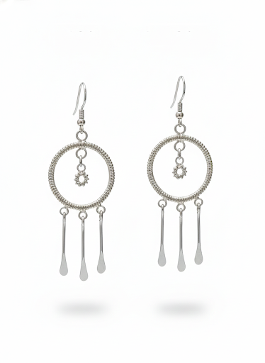 ALENCIA 925 Silver Bohemian Fringe Hoop Earrings