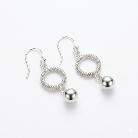 ALENCIA 925 Silver Textured Halo and Ball Drop Earrings