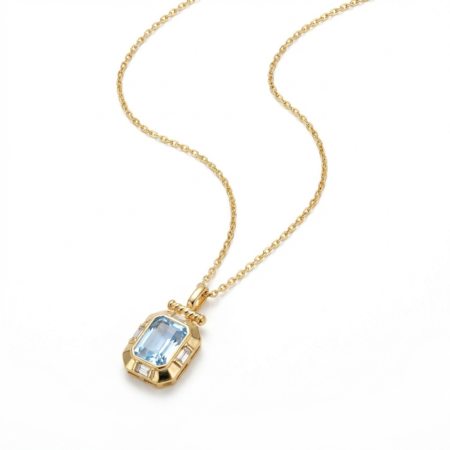 Regal Azure Emerald-Cut Pendant