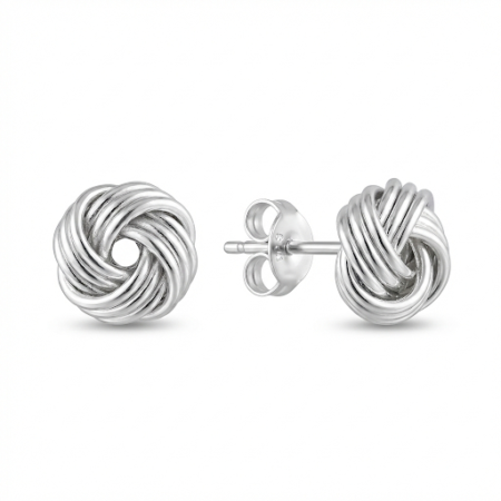 ALENCIA 925 Silver Twisted Wire Knot Stud Earrings
